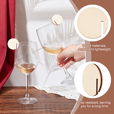 60Pcs Wooden Wine Glass Charms AJEW-GA0006-38-1