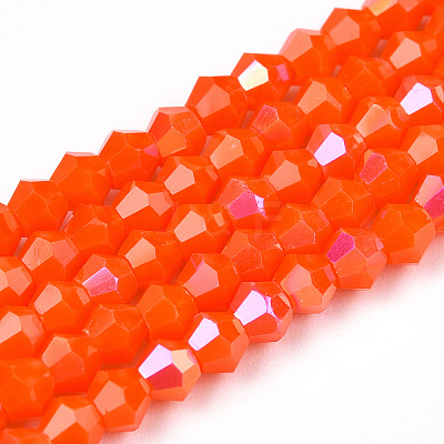 Opaque Solid Color Electroplate Glass Beads Strands EGLA-A039-P2mm-L03-1
