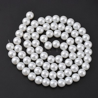 White Glass Pearl Round Loose Beads For Jewelry Necklace Craft Making X-HY-10D-B01-1