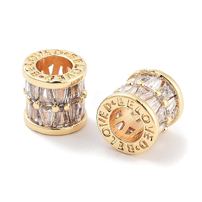 Brass Micro Pave Clear Cubic Zirconia European Beads KK-P271-43G-A-1