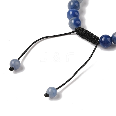 8mm Round Dyed & Heated Natural Blue Aventurine Braided Bead Bracelets BJEW-C067-01B-16-1
