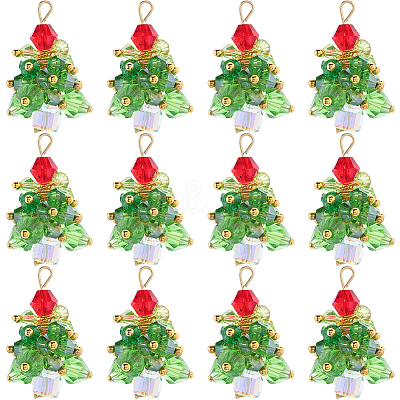 20Pcs Christmas Tree Glass Pendants FIND-SC0011-08-1