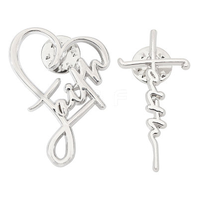 4Pcs 2 Styles Faith Theme Zinc Alloy Brooch JEWB-CA0001-90-1