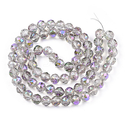 Electroplate Transparent Glass Beads Strands EGLA-N002-34C-C06-1