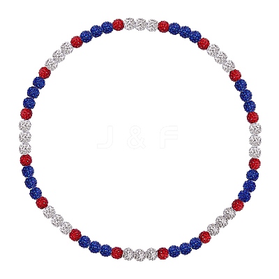 Polymer Clay Rhinestone Round Beaded Necklaces NJEW-SW00049-02-1