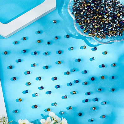 Electroplate Transparent Glass Beads Strands EGLA-LT0001-02B-1