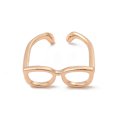 Brass Glasses Frame Open Cuff Ring for Women X-RJEW-F140-140KCG-1