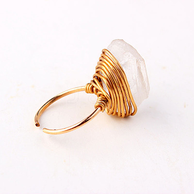 Nuggets Iron with Natural Crystal Quartz Cuff Rings FS-WG6A0B3-04-1