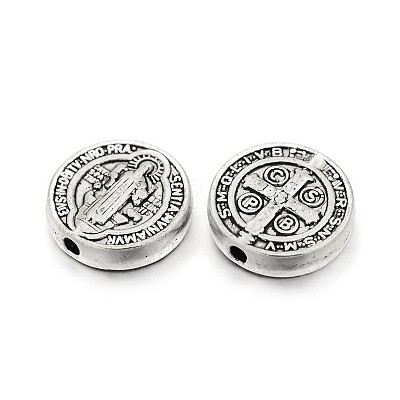 Tibetan Style Alloy Flat Round Beads X-TIBEB-E072-02AS-RS-1