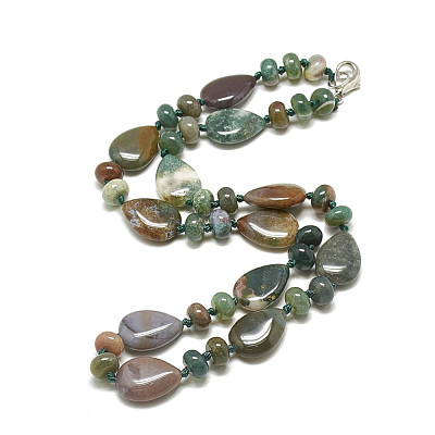 Natural Indian Agate Beaded Necklaces NJEW-S399-11-1