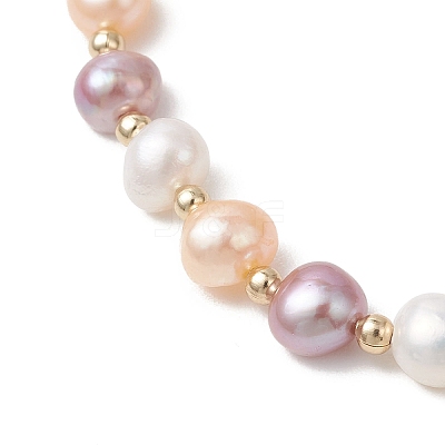 Natural Cultured Freshwater Pearl & 304 Stainless Steel Beads Stretch Bracelets for Women BJEW-JB13346-1