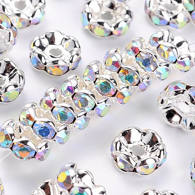 Brass Grade A Rhinestone Spacer Beads RSB030NF-02-1