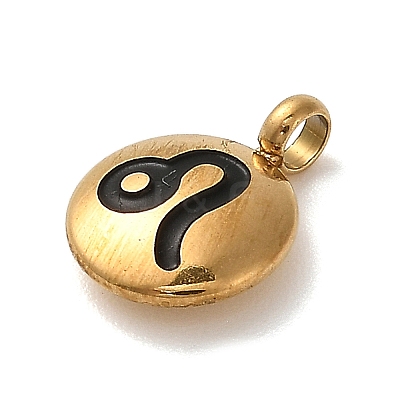 304 Stainless Steel Black Enamel Charms STAS-R009-02G-07-1