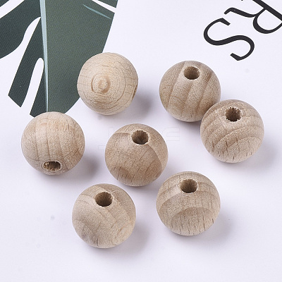 Natural Beech Wood Beads WOOD-T020-01B-1