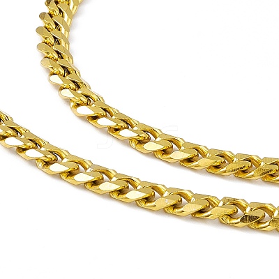PVD Vacuum Plating 201 Stainless Steel Cuban Link Chain Necklace with 304 Stainless Steel Clasps for Men Women NJEW-M194-01A-G-1