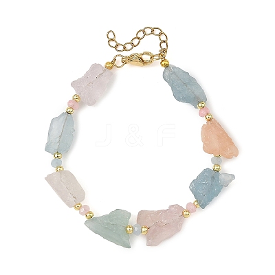 Raw Natural Morganite Nuggets & Dyed Malaysia Jade Beaded Bracelets BJEW-JB14390-1