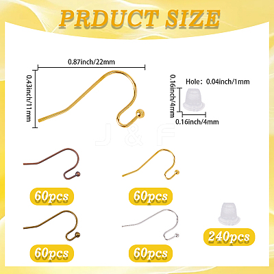 60Pcs Brass Earring Hooks FIND-SC0020-36-1