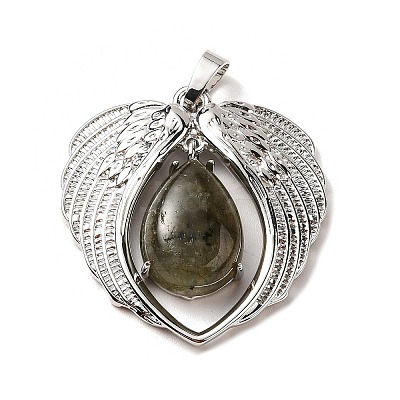 Natural & Synthetic Mixed Gemstone Teardrop Pendants KK-K331-02P-1