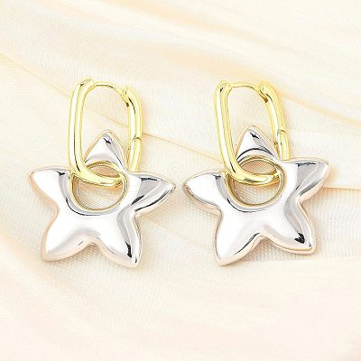 Star Brass Hoop Earrings for Women EJEW-U057-06C-04GP-1