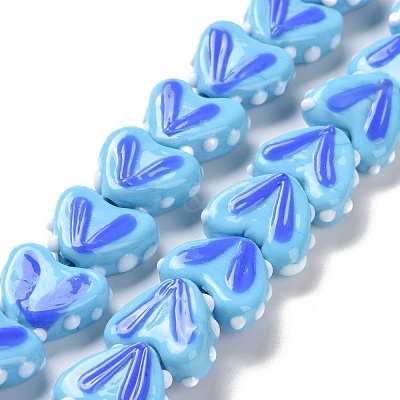 Heart Handmade Lampwork Beads Strands LAMP-G150-01E-1