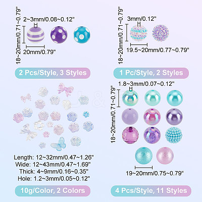 18 Style Mixed Style Acrylic Beads Jewelry Sets OACR-PH0004-02-1