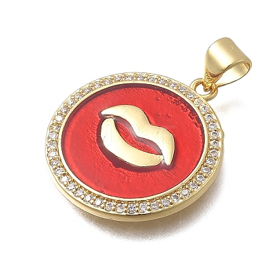 Brass Micro Pave Cubic Zirconia Pendants KK-D431-024B-G-1