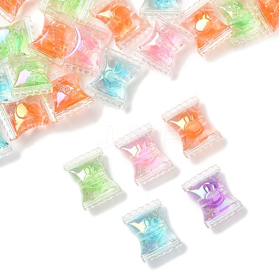 32Pcs UV Plating Rainbow Iridescent Acrylic Beads OACR-FS0002-14-1