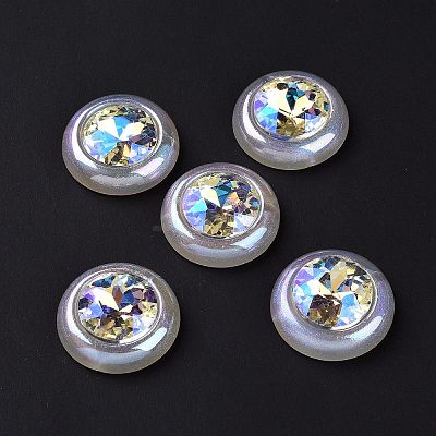Rainbow Iridescent Plating Acrylic Cabochons OACR-E011-02-1