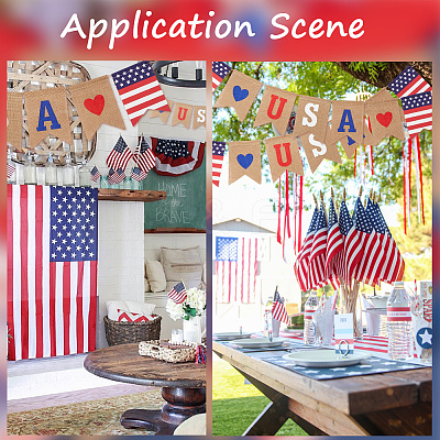 1Pc Word USA Linen Hanging Banners Flags AJEW-SP0001-61-1