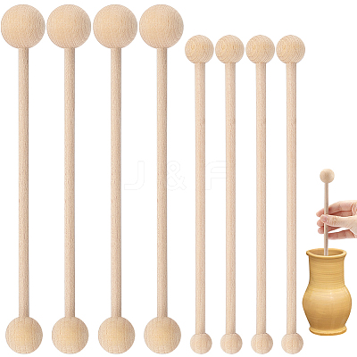 8Pcs Beech Wooden Double Round Stick CELT-BC0001-02-1