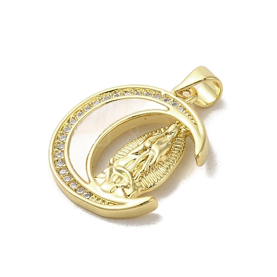 Brass Micro Pave Clear Cubic Zirconia Pendants KK-I708-03E-G-1