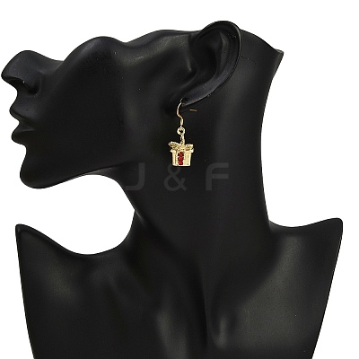 Christmas Theme Alloy Rhinestone Dangle Earrings EJEW-JE06627-04-1