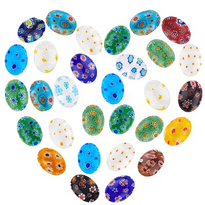 30Pcs Handmade Millefiori Lampwork Cabochons LAMP-SC0001-12-1