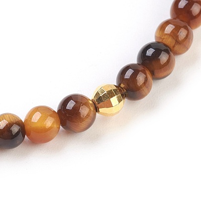 Natural Tiger Eye Stretch Bracelets BJEW-JB03797-04-1