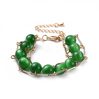 Brass Bar Link Chain Bracelets BJEW-JB04505-1