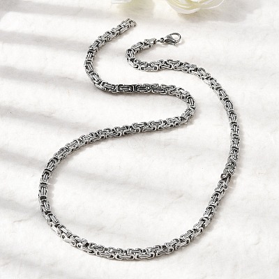 Non-Tarnish 201 Stainless Steel Byzantine Chain Necklaces NJEW-V0313-02-1