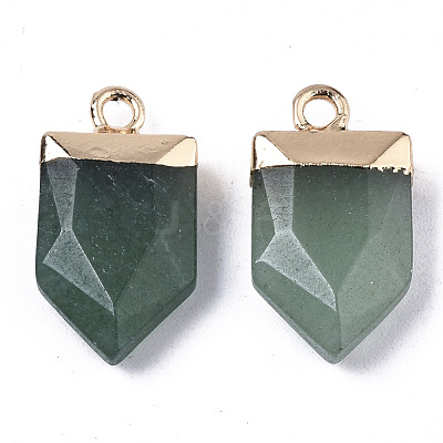 Natural Green Aventurine Pointed Pendants X-G-N326-34H-1