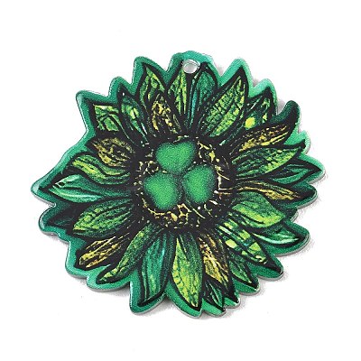 Saint Patrick's Day Opaque Printed Acrylic Pendants OACR-A045-05D-1