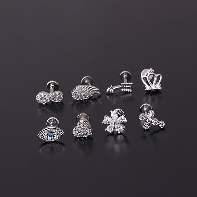 Brass Micro Pave Clear Cubic Zirconia Cartilage Earrings WGF4DCF-04-1
