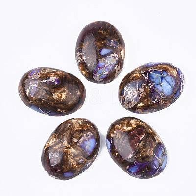 Assembled Synthetic Imperial Jasper and Bronzite Cabochons G-S329-080A-1