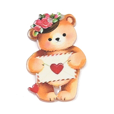 Valentine's Day Opaque Printed Acrylic Pendants OACR-A045-06H-1
