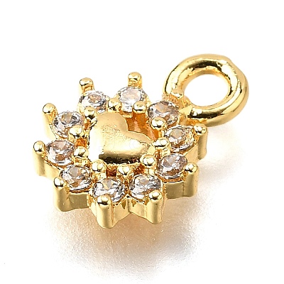 Brass Micro Pave Cubic Zirconia Pendants KK-D385-02G-03-1