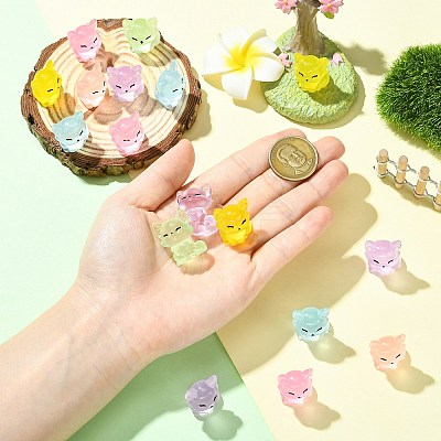 30Pcs 6 Colors Luminous Resin Fox Display Decoration CRES-CJ0001-81-1