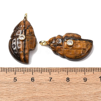 Natural Tiger Eye Carved Pendants G-H357-05G-04-1
