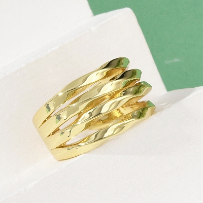 Brass Adjustable Open Cuff Rings for Women RJEW-C129-02G-1