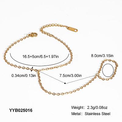 304 Stainless Steel Cable Chain Finger Ring Bracelets for Women XO2335-4-1
