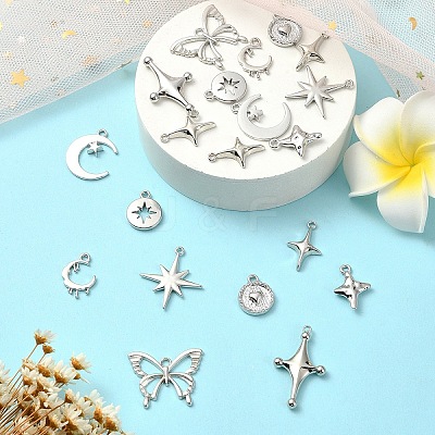 20Pcs 9 Styles Rack Plating Alloy Pendantss FIND-YW0005-18-1