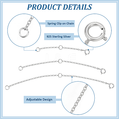 3Pcs 3 Styles 925 Sterling Silver Chain Extender STER-BC0002-50-1
