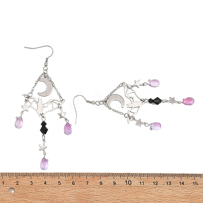 Halloween Stainless Steel Glass Dangle Earrings EJEW-TA00833-1