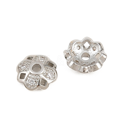 Brass Micro Clear Cubic Zirconia Bead Caps KK-CBA6A75-56P-1